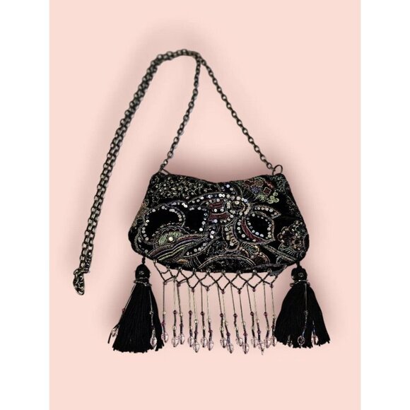 VTG Mary Frances Rhinestone Beaded EMBROIDERED Floral Evening Bag Clutch Purse - Picture 2 of 13